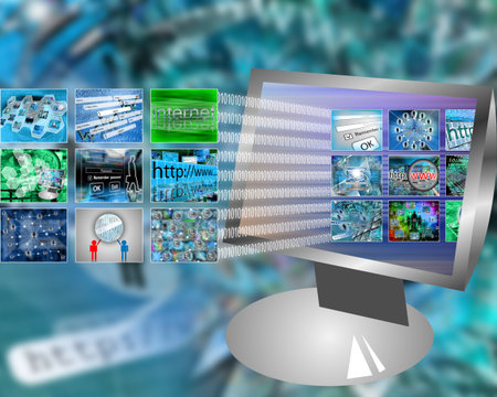 Many abstract images on the theme of computers Internet and high technology.