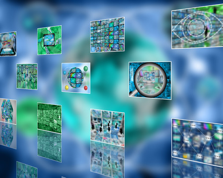 Many abstract images on the theme of computers, Internet and high technology.の写真素材