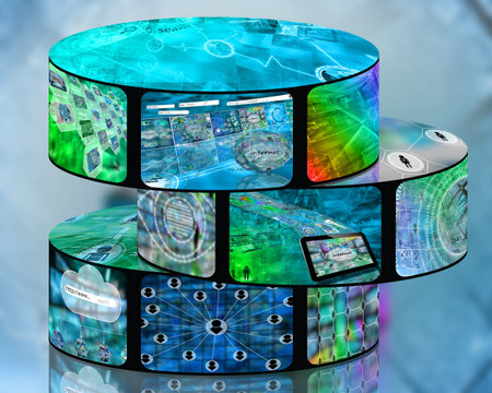 Many abstract images on the theme of computers, Internet and high technology.