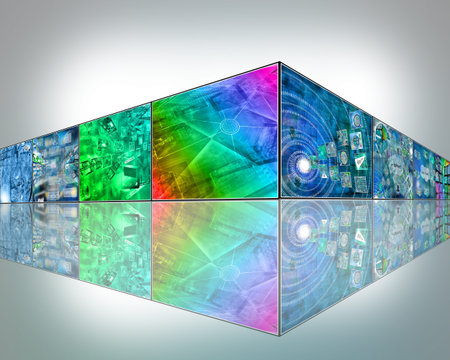 Many abstract images on the theme of computers, Internet and high technology.