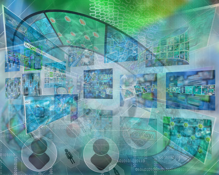 Many abstract images on the theme of computers, Internet and high technology.の写真素材