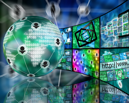 Many abstract images on the theme of computers, Internet and high technology.の写真素材