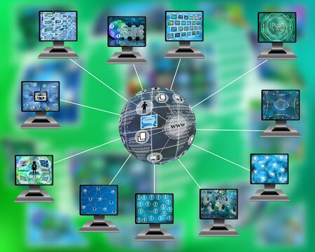 Many abstract images on the theme of computers, Internet and high technology.の写真素材