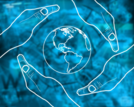 Many abstract images on the theme of computers, Internet and high technology.の写真素材