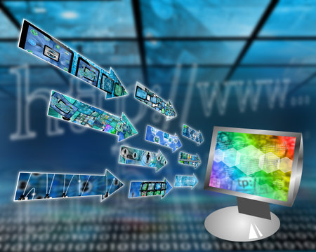 Many abstract images on the theme of computers, Internet and high technology.