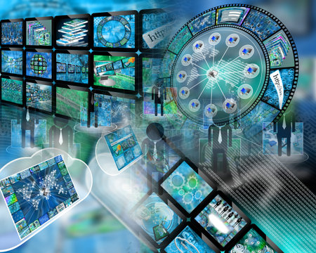 Many abstract images on the theme of computers, Internet and high technology.