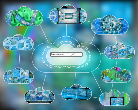 Many abstract images on the theme of computers, Internet and high technology.