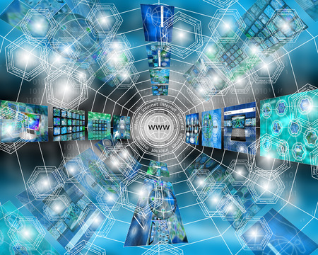 Many abstract images on the theme of computers, Internet and high technology.の写真素材