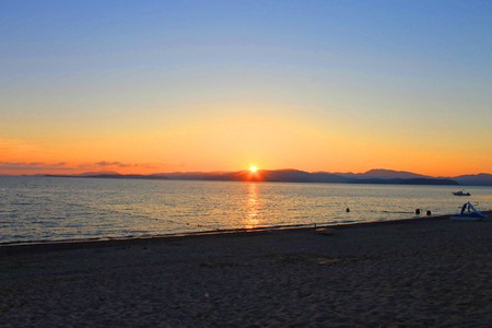 Photo which shows the sea and islands.の写真素材