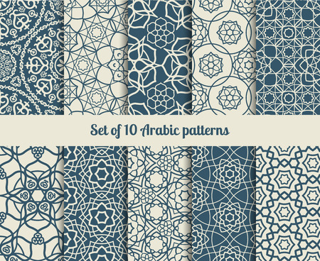 Set of arabic patterns. Wallpaper backgrounds with abstract textureのイラスト素材