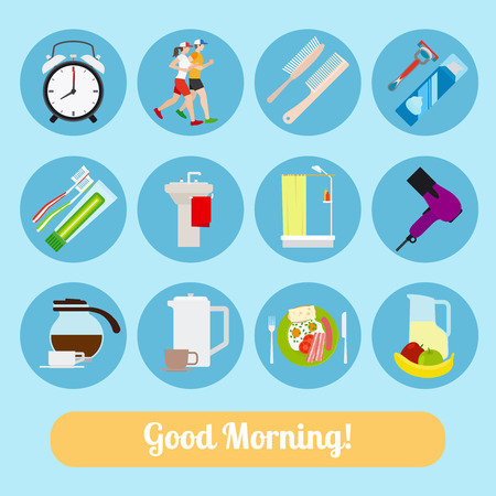 Good Morning Time Icons. のイラスト素材