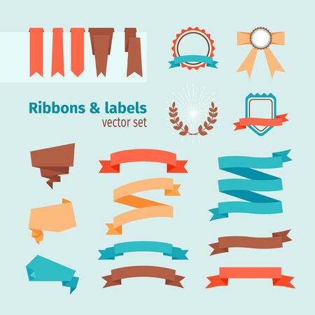ribbons and labels in modern flat styleのイラスト素材