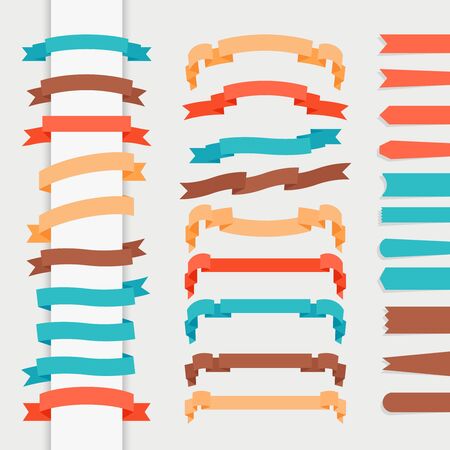 Vector ribbons in retro flat styleのイラスト素材