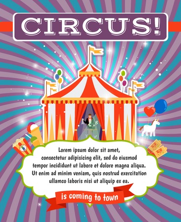 Vintage circus, carnival or fun fair vector poster templateのイラスト素材