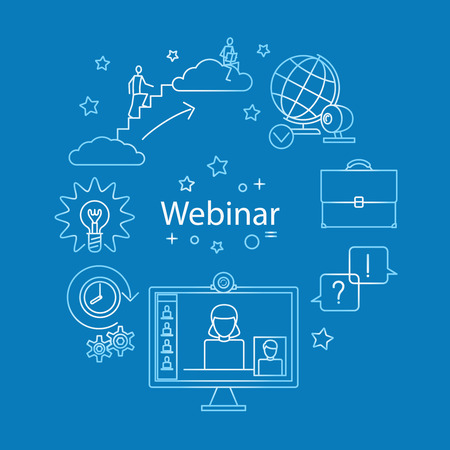 Webinar line icon vector. Online business and education. Vector illustration.のイラスト素材