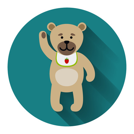 Teddy bear icon with shadow on blue background. Vector illustrationのイラスト素材
