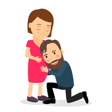 Pregnant woman with man. Pregnancy concept colorful icon on white background. Vector illustrationのイラスト素材