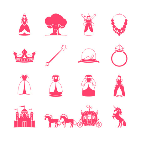Princess icon set. Princess fairytale items. illustrationのイラスト素材