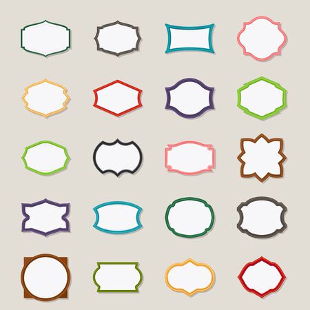 Vintage frames. Different colour frames in flat styleのイラスト素材