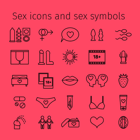 icons in line style.   outline pictograms and sex symbols vectorのイラスト素材