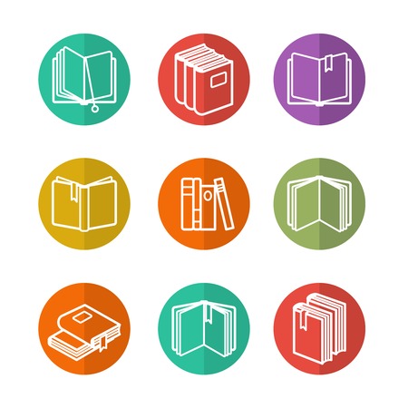 Colorful education icons set with line books isolated vectorのイラスト素材
