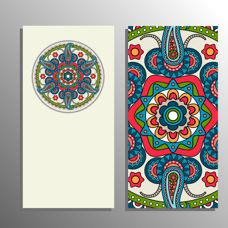 Vertical banner decorated mandala ornament. Vector illustrationのイラスト素材