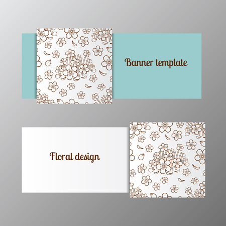 Horizontal banner template ornate flower. Vector illustrationのイラスト素材