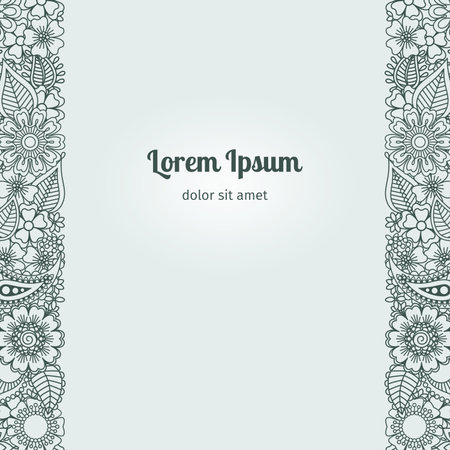 Henna Flowers Mehndi Style Card Template. Vector illustrationのイラスト素材