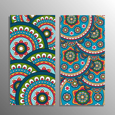 Vertical banner decorated mandala ornament. Vector illustrationのイラスト素材