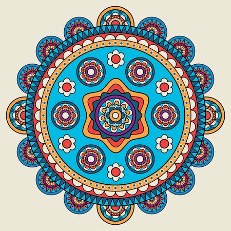 Indian doodle mehendi colored mandala. Vector illustrationの写真素材