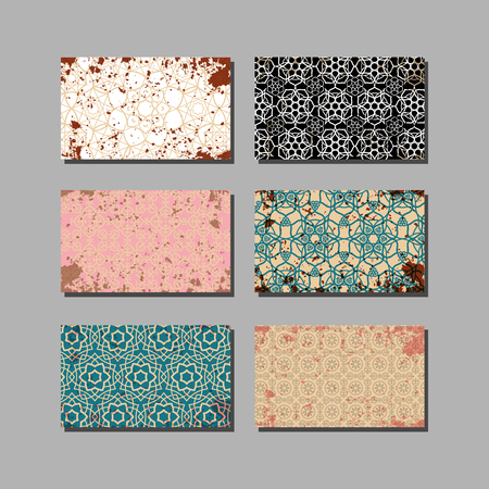Business card collection with dirty texture. Vector illustrationのイラスト素材