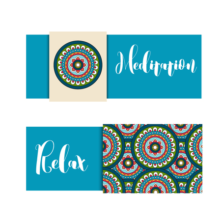 Horizontal banner decorated mandala ornament. Vector illustrationのイラスト素材