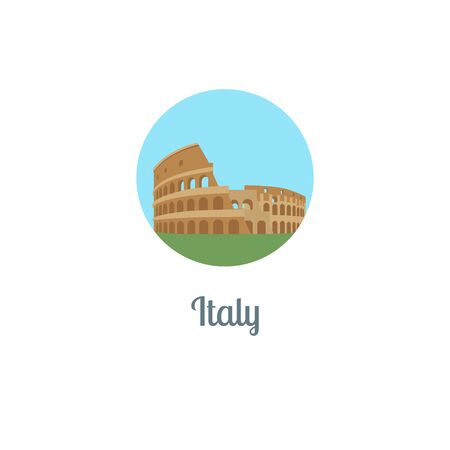 Italy landmark isolated round icon. Vector illustrationのイラスト素材