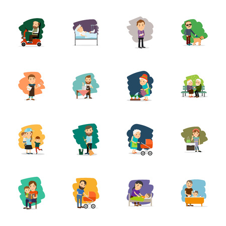 Different people characters color icons set. Vector illustrationのイラスト素材
