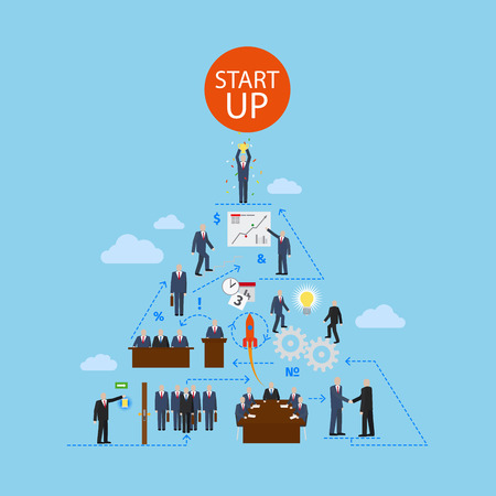 Business start up pyramid infographics template. Vector illustrationのイラスト素材
