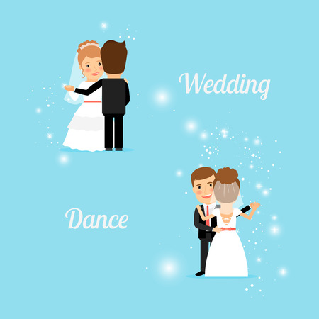 Bride and groom, wedding dance. Vector illustrationのイラスト素材