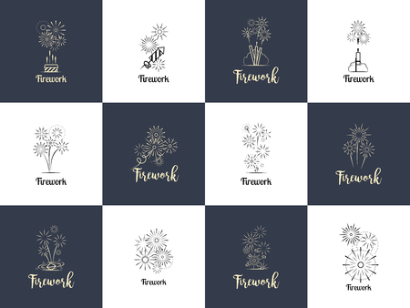Firework logo design set on white background. Vector illustrationのイラスト素材