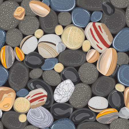 River stones seamless pattern. Rocks pebbles in beach vector backgroundのイラスト素材