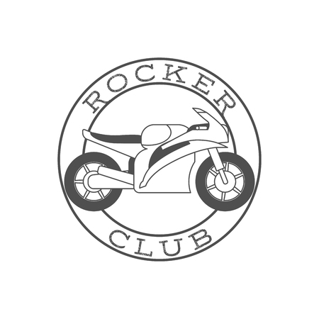 Rocker club retro label in circle shape. Vector illustrationのイラスト素材