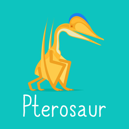 Pterosaur dinosaur colorful card for kids playing. Vector illustrationのイラスト素材