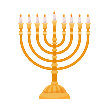 Hanukkah menorah isolated on white background. Hanuka shabbat candles vector illustrationのイラスト素材
