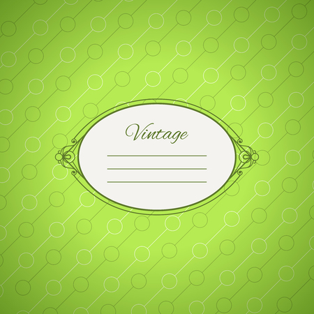 Green vintage card design with decorative frame. Vector illustrationのイラスト素材