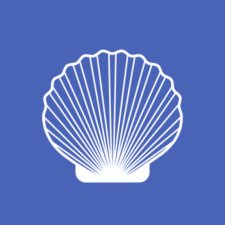 Marine shell or seashell scallop vector isolated on blueのイラスト素材