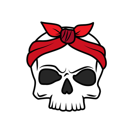 Funny old school tattoo vector skull with bow elementのイラスト素材