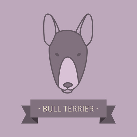 Bull terrier breed dog for logo design. Vector colored hand drawn dog headのイラスト素材