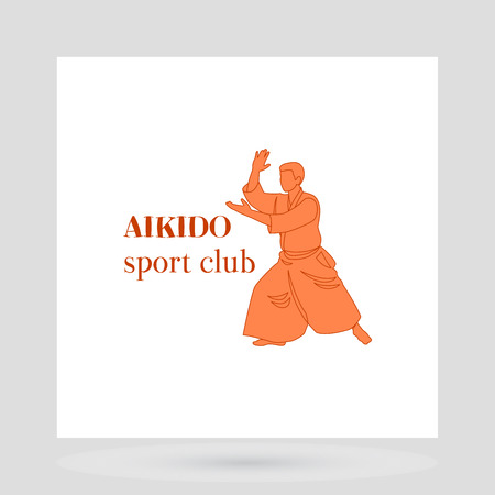Fight club logo design presentation. Aikido sport club vector illustrationのイラスト素材
