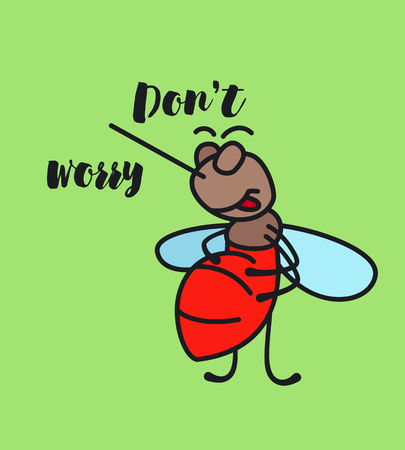 Keep calm funny cartoon mosquito poster vector illustrationのイラスト素材