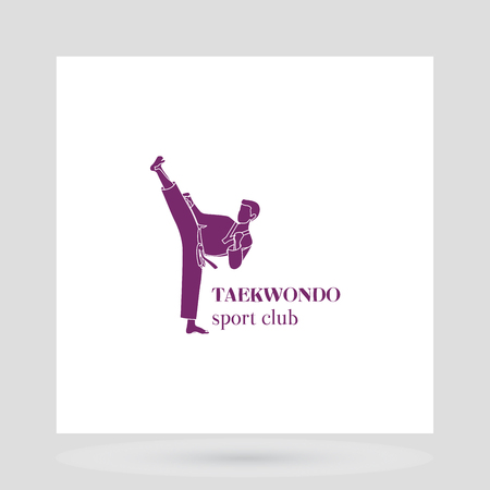 Taekwondo sport club logo design presentation on white. Vector illustrationのイラスト素材