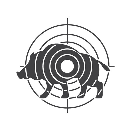 Hunting vector symbol with animal and aim. Boar huntingのイラスト素材