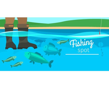 Fishing sport, horizontal banner for website vector illustrationのイラスト素材